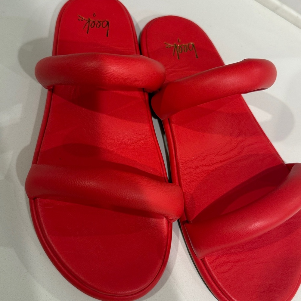 Bold Red Women's Slide Sandals. Beek - Picture 2 of 4